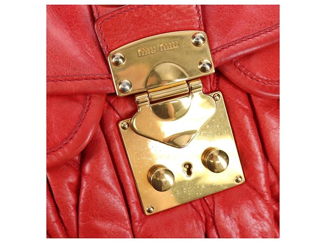 Borsa a mano Miu Miu in pelle 2way rossa tono oro Auth 167603V Rosso - vista 23