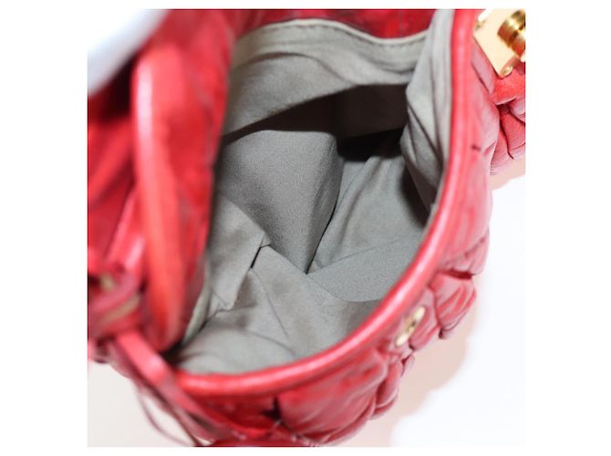 Borsa a mano Miu Miu in pelle 2way rossa tono oro Auth 167603V Rosso - vista 28