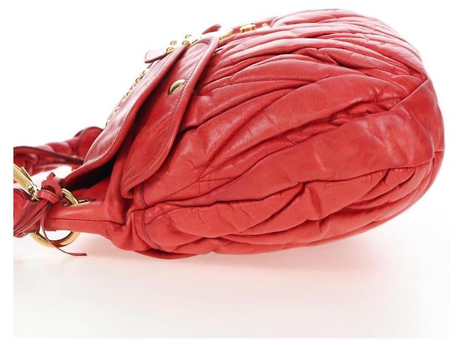 Borsa a mano Miu Miu in pelle 2way rossa tono oro Auth 167603V Rosso - vista 3