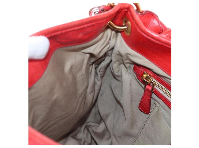 Borsa a mano Miu Miu in pelle 2way rossa tono oro Auth 167603V Rosso - vista 30