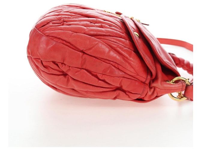 Borsa a mano Miu Miu in pelle 2way rossa tono oro Auth 167603V Rosso - vista 4