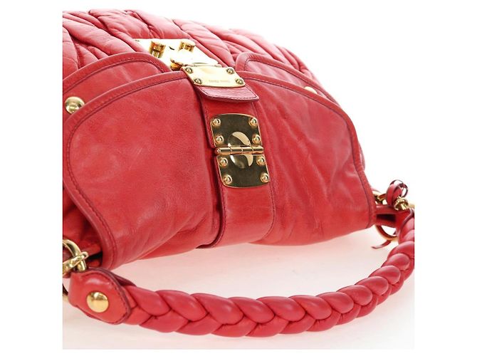 Borsa a mano Miu Miu in pelle 2way rossa tono oro Auth 167603V Rosso - vista 6