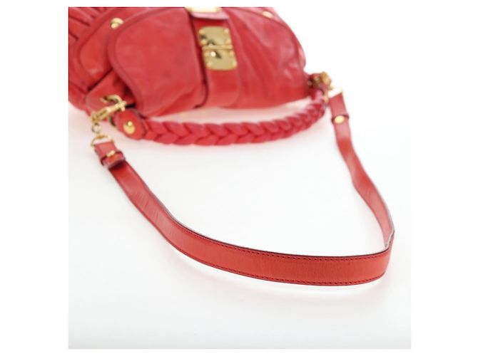 Borsa a mano Miu Miu in pelle 2way rossa tono oro Auth 167603V Rosso - vista 9