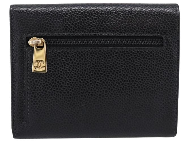 Portafoglio CHANEL Matelasse Caviar Skin Black Gold CC Auth 204790V Nero D'oro - vista 3