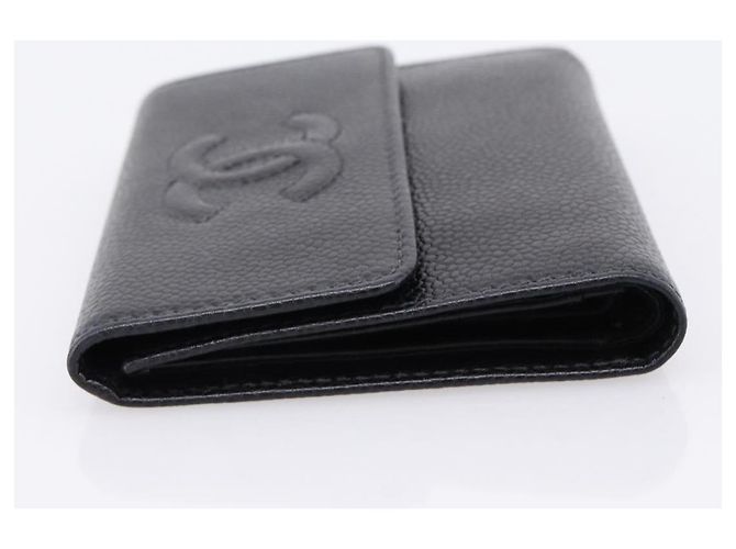Portafoglio CHANEL Matelasse Caviar Skin Black Gold CC Auth 204790V Nero D'oro - vista 4