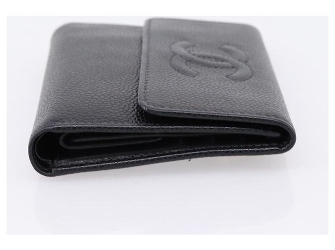 Portafoglio CHANEL Matelasse Caviar Skin Black Gold CC Auth 204790V Nero D'oro - vista 5