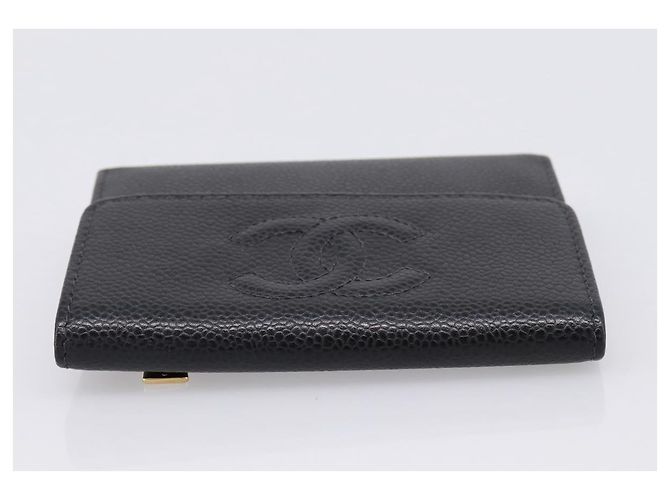 Portafoglio CHANEL Matelasse Caviar Skin Black Gold CC Auth 204790V Nero D'oro - vista 6