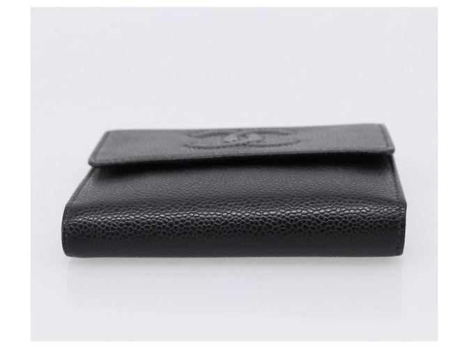 Portafoglio CHANEL Matelasse Caviar Skin Black Gold CC Auth 204790V Nero D'oro - vista 7