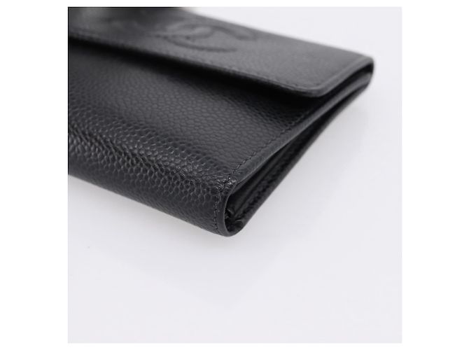 Portafoglio CHANEL Matelasse Caviar Skin Black Gold CC Auth 204790V Nero D'oro - vista 8