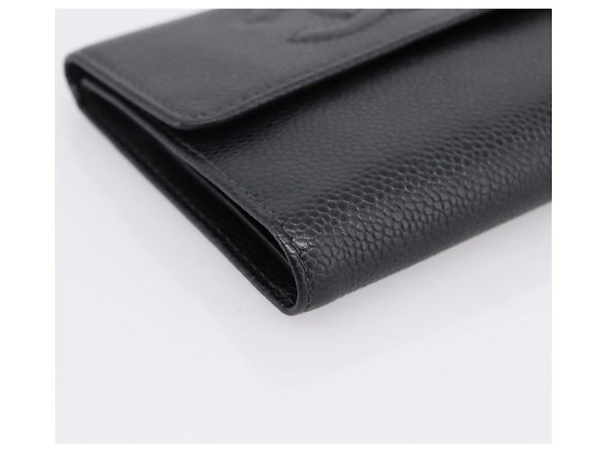 Portafoglio CHANEL Matelasse Caviar Skin Black Gold CC Auth 204790V Nero D'oro - vista 9