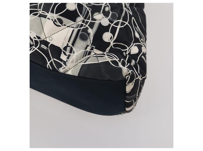 CHANEL Chain Tote Bag Nylon Schwarz Silber CC Auth 203235A - Ansicht 10