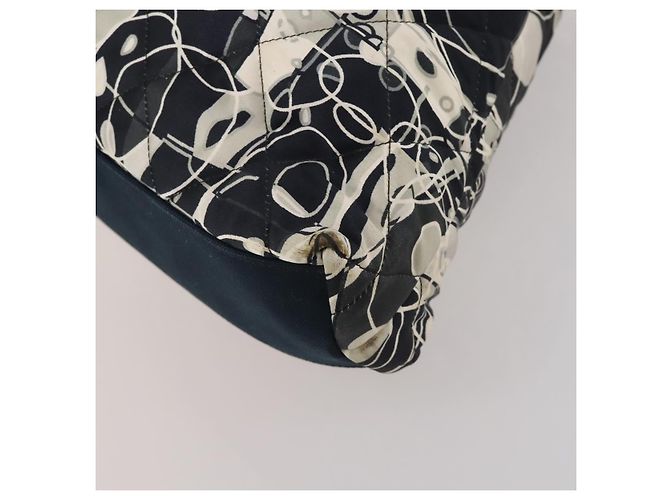 CHANEL Chain Tote Bag Nylon Schwarz Silber CC Auth 203235A - Ansicht 13
