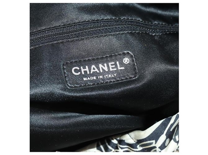 CHANEL Chain Tote Bag Nylon Schwarz Silber CC Auth 203235A - Ansicht 20