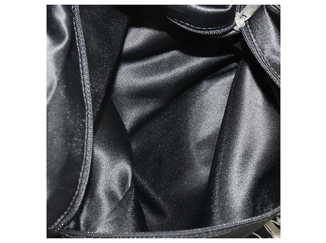 CHANEL Chain Tote Bag Nylon Schwarz Silber CC Auth 203235A - Ansicht 22