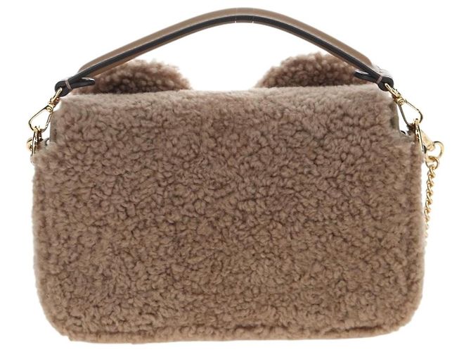 Borsa a spalla FENDI Baguette Shearing 2way Beige Gold Auth 203787SAM D'oro - vista 2