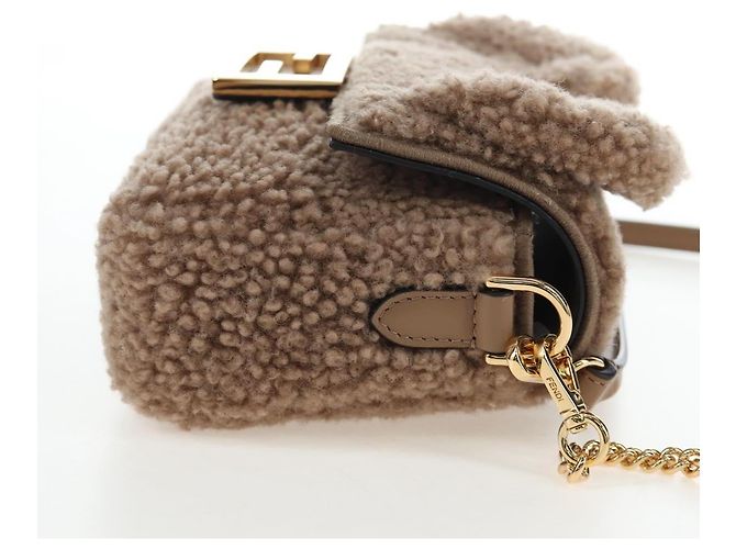Borsa a spalla FENDI Baguette Shearing 2way Beige Gold Auth 203787SAM D'oro - vista 4