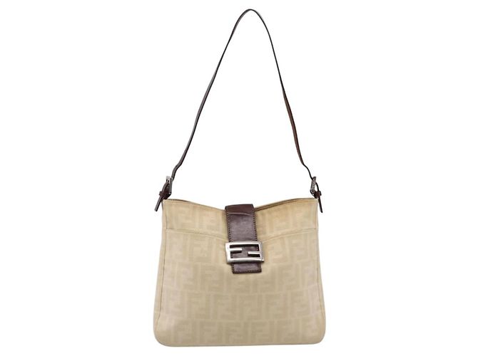 FENDI Zucca Canvas Mamma Baguette Tote Bag Beige Silver Auth BA15795A Silber - Ansicht 13