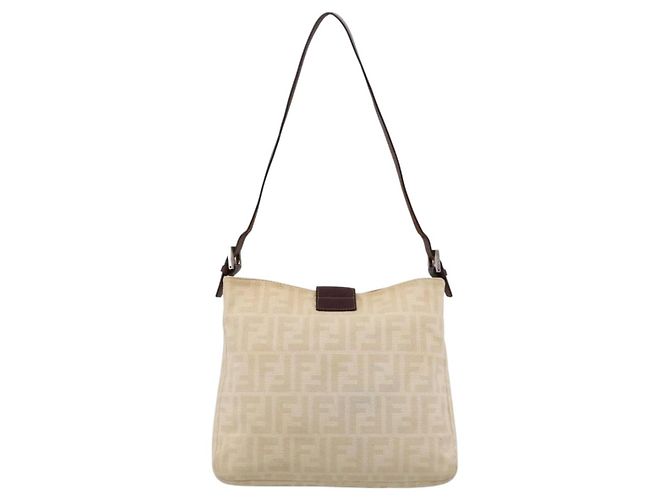 FENDI Zucca Canvas Mamma Baguette Tote Bag Beige Silver Auth BA15795A Silber - Ansicht 2
