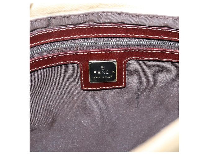 FENDI Zucca Canvas Mamma Baguette Tote Bag Beige Silver Auth BA15795A Silber - Ansicht 20