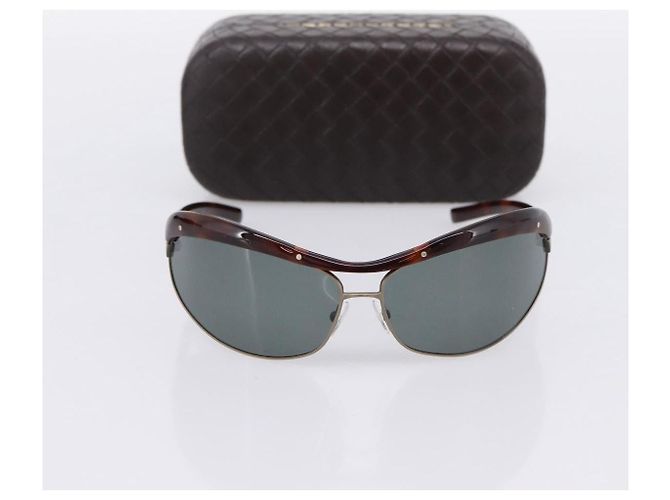 Gafas de sol BOTTEGA VENETA Plástico Marrón Plata Auth BA15579V Castaño - vista 11
