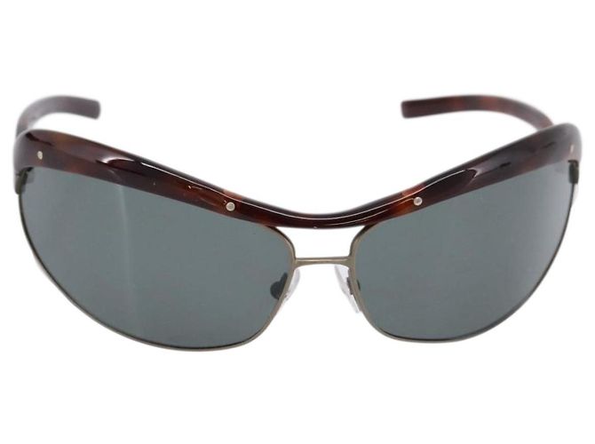 Gafas de sol BOTTEGA VENETA Plástico Marrón Plata Auth BA15579V Castaño - vista 2