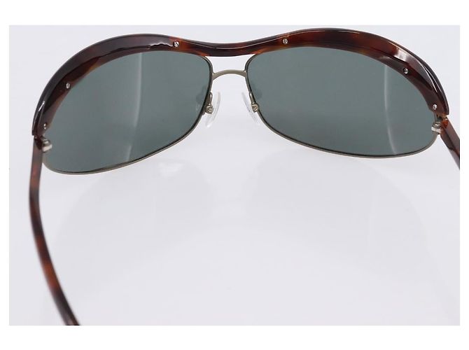 Gafas de sol BOTTEGA VENETA Plástico Marrón Plata Auth BA15579V Castaño - vista 8