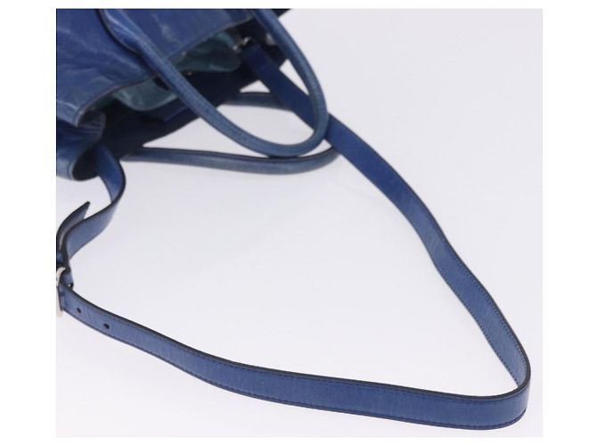 Borsa a mano Miu Miu Vitellolux 2way Blue Silver Auth 204308A Argento - vista 10