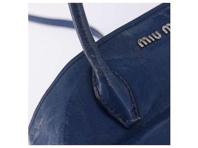 Borsa a mano Miu Miu Vitellolux 2way Blue Silver Auth 204308A Argento - vista 18