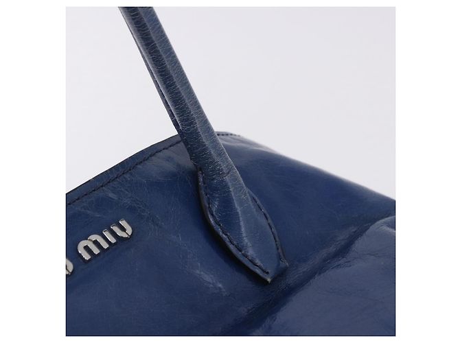 Borsa a mano Miu Miu Vitellolux 2way Blue Silver Auth 204308A Argento - vista 19