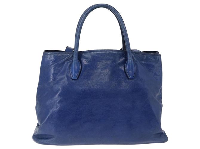 Borsa a mano Miu Miu Vitellolux 2way Blue Silver Auth 204308A Argento - vista 3