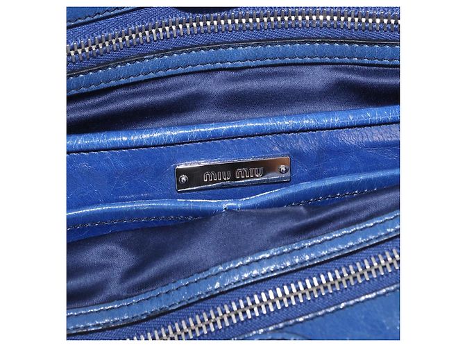 Borsa a mano Miu Miu Vitellolux 2way Blue Silver Auth 204308A Argento - vista 30