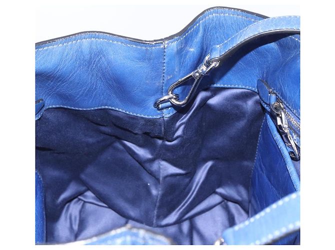 Borsa a mano Miu Miu Vitellolux 2way Blue Silver Auth 204308A Argento - vista 31