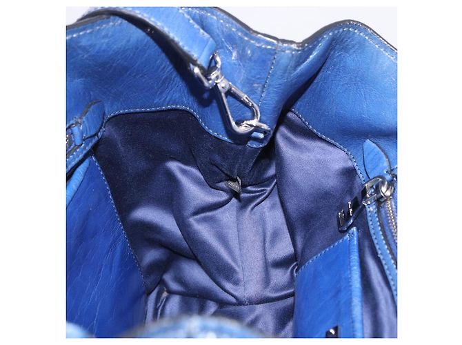 Borsa a mano Miu Miu Vitellolux 2way Blue Silver Auth 204308A Argento - vista 32