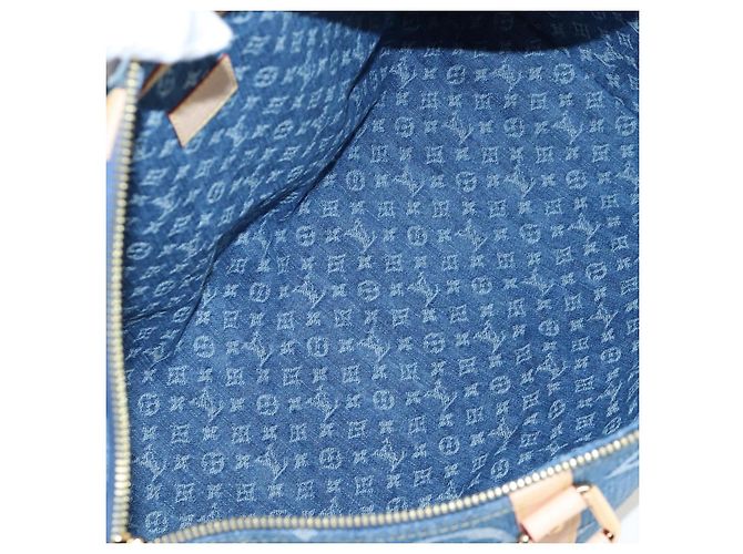 Borsa LOUIS VUITTON Monogram Denim Keepall Bandouliere 45 M24315 LV Auth yk9898SM Blu - vista 11