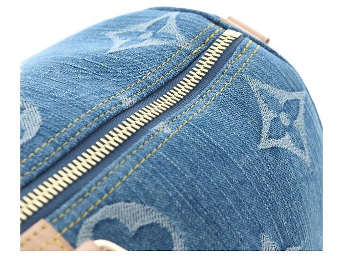 Borsa LOUIS VUITTON Monogram Denim Keepall Bandouliere 45 M24315 LV Auth yk9898SM Blu - vista 15