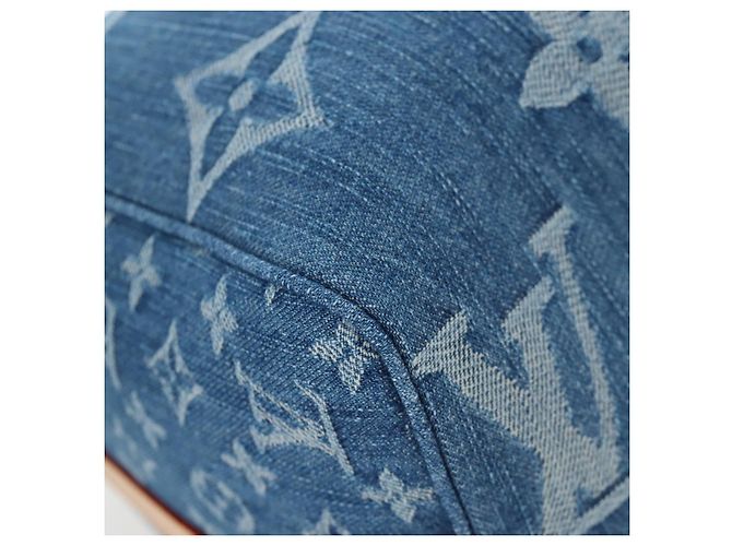 Borsa LOUIS VUITTON Monogram Denim Keepall Bandouliere 45 M24315 LV Auth yk9898SM Blu - vista 20