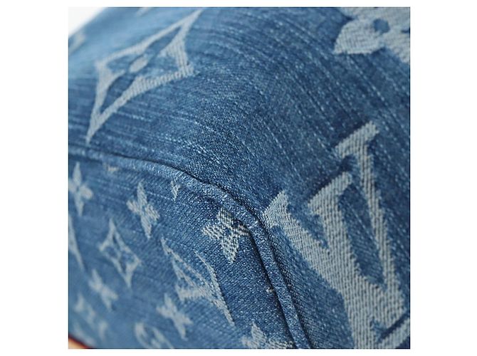 Borsa LOUIS VUITTON Monogram Denim Keepall Bandouliere 45 M24315 LV Auth yk9898SM Blu - vista 22