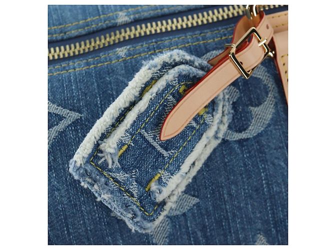 Borsa LOUIS VUITTON Monogram Denim Keepall Bandouliere 45 M24315 LV Auth yk9898SM Blu - vista 26