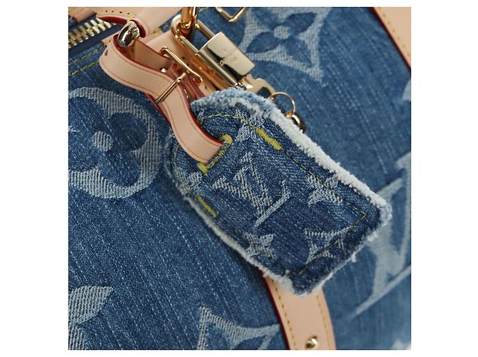 Borsa LOUIS VUITTON Monogram Denim Keepall Bandouliere 45 M24315 LV Auth yk9898SM Blu - vista 27