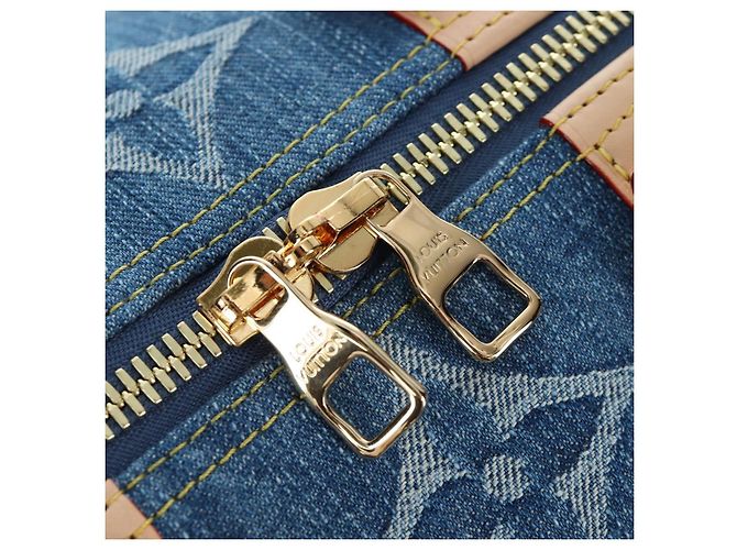 Borsa LOUIS VUITTON Monogram Denim Keepall Bandouliere 45 M24315 LV Auth yk9898SM Blu - vista 29