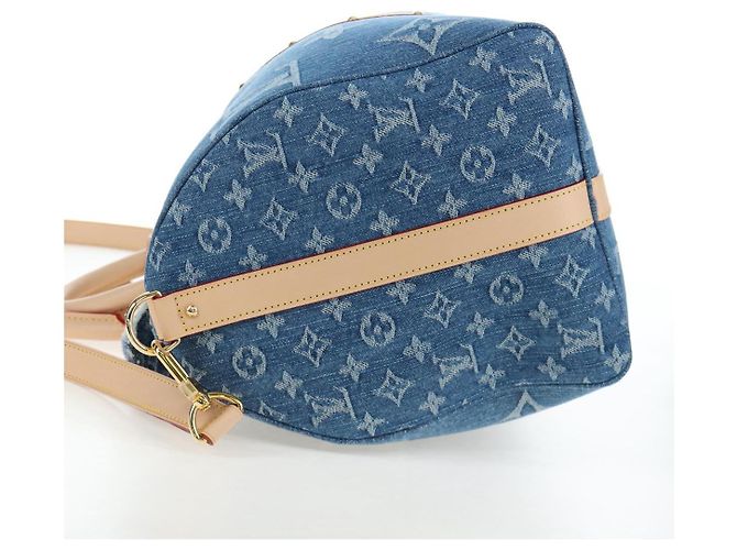 Borsa LOUIS VUITTON Monogram Denim Keepall Bandouliere 45 M24315 LV Auth yk9898SM Blu - vista 3