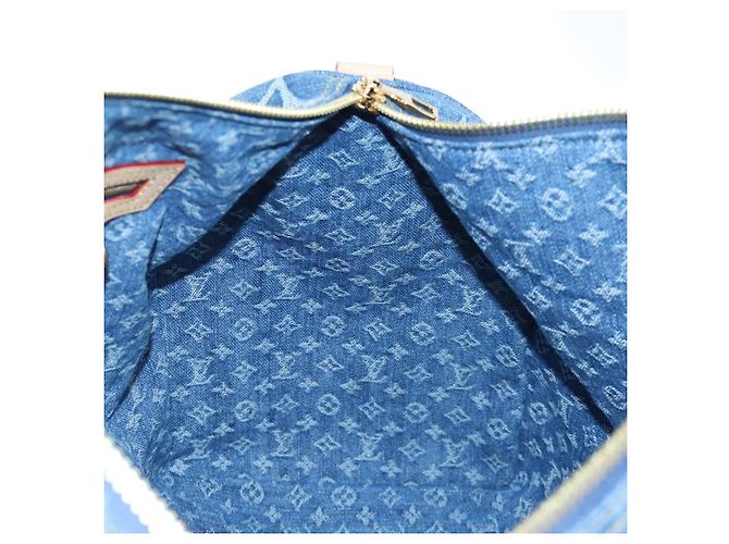 Borsa LOUIS VUITTON Monogram Denim Keepall Bandouliere 45 M24315 LV Auth yk9898SM Blu - vista 30