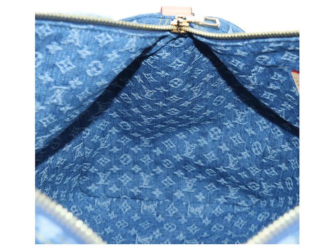 Borsa LOUIS VUITTON Monogram Denim Keepall Bandouliere 45 M24315 LV Auth yk9898SM Blu - vista 31