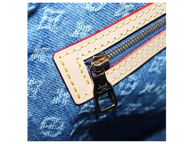 Borsa LOUIS VUITTON Monogram Denim Keepall Bandouliere 45 M24315 LV Auth yk9898SM Blu - vista 33