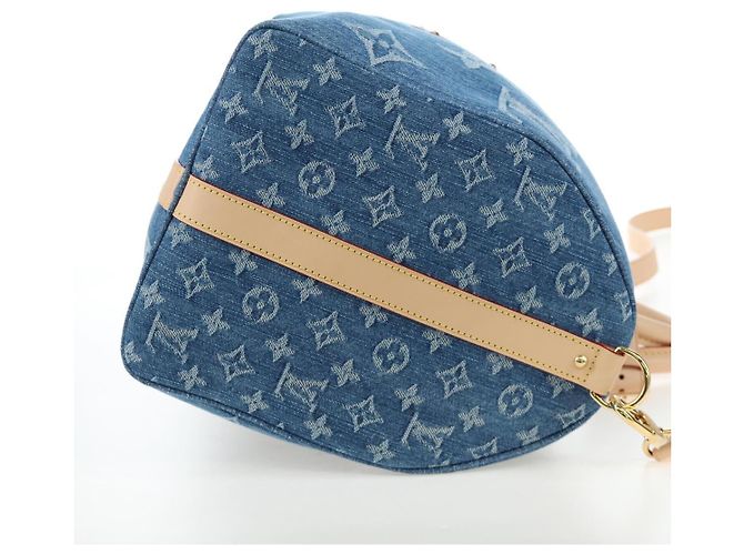 Borsa LOUIS VUITTON Monogram Denim Keepall Bandouliere 45 M24315 LV Auth yk9898SM Blu - vista 4