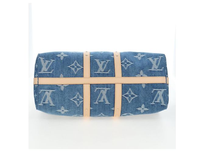 Borsa LOUIS VUITTON Monogram Denim Keepall Bandouliere 45 M24315 LV Auth yk9898SM Blu - vista 5