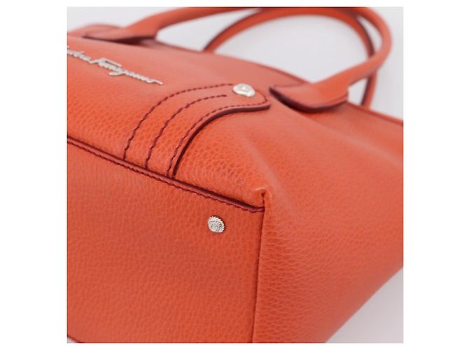 Borsa Salvatore Ferragamo in pelle arancione e argento Auth BA15525A - vista 10