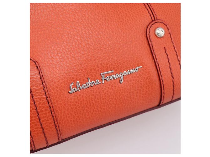 Borsa Salvatore Ferragamo in pelle arancione e argento Auth BA15525A - vista 14