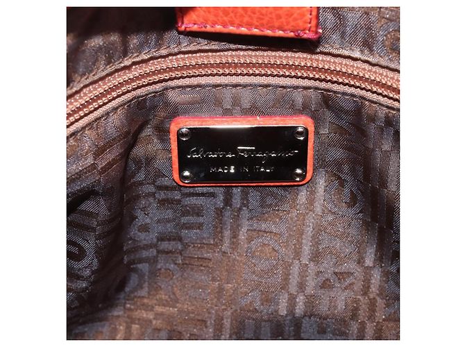Borsa Salvatore Ferragamo in pelle arancione e argento Auth BA15525A - vista 15