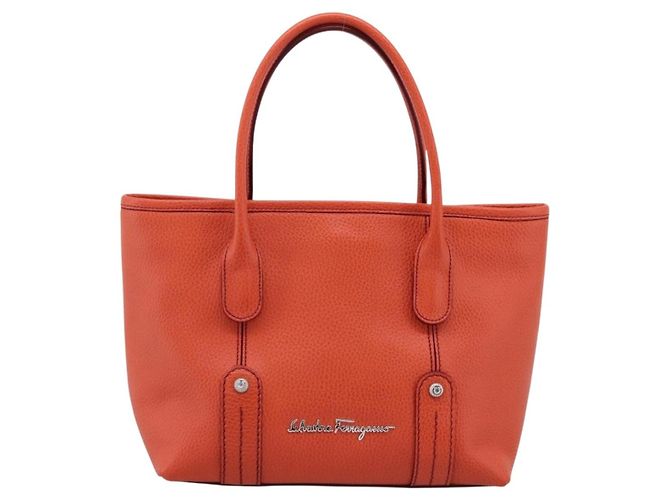 Borsa Salvatore Ferragamo in pelle arancione e argento Auth BA15525A - vista 2